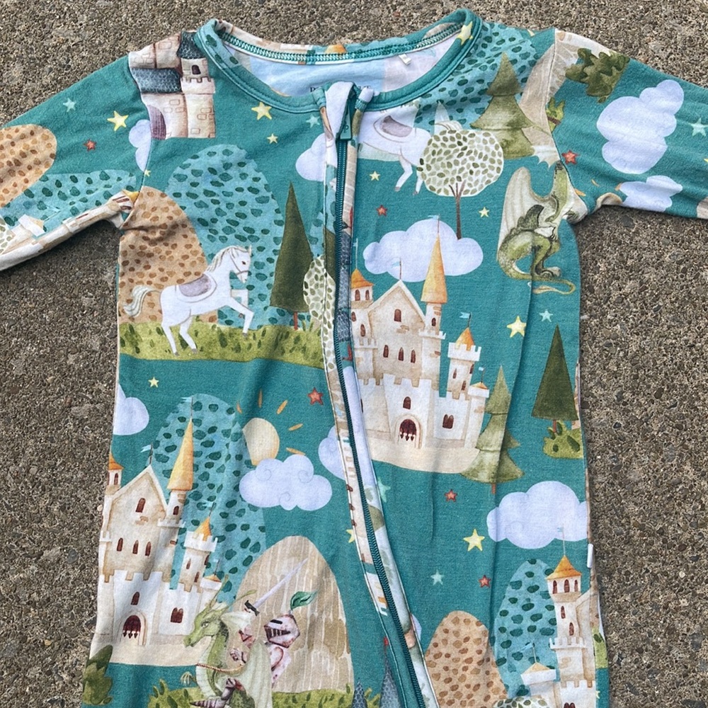 Posh Peanut Footie Zippered Pajamas with Castles and horses